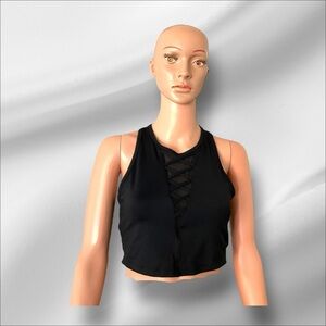 Betsey Johnson performance Sport Bra SZ S Women‎ Athletic Crop Athleisure Black